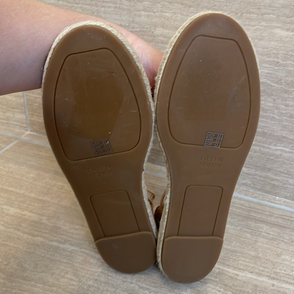 EILEEN FISHER UEC Sz 9 Leather Lace Up D'Orsay Espadrille Latte Flat Sandal Nude - Picture 14 of 15